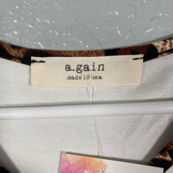 White Cheetah Print Medium Strappy Cut Out Top Cold Shoulder Short Sleeve - Picture 5 of 9